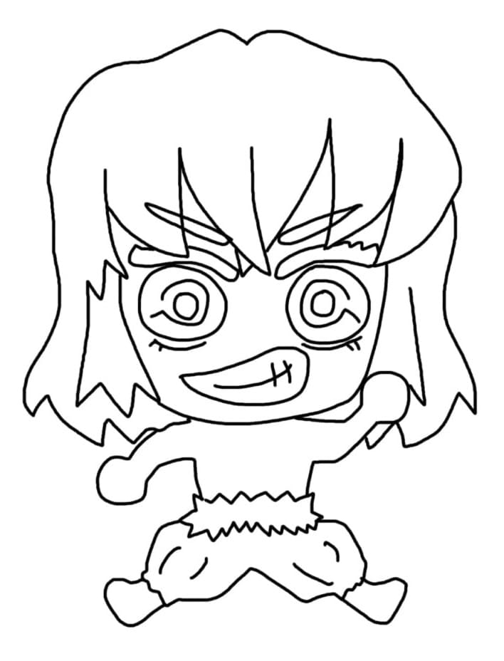Funny Chibi Inosuke Coloring Page - Free Printable Coloring Pages for Kids