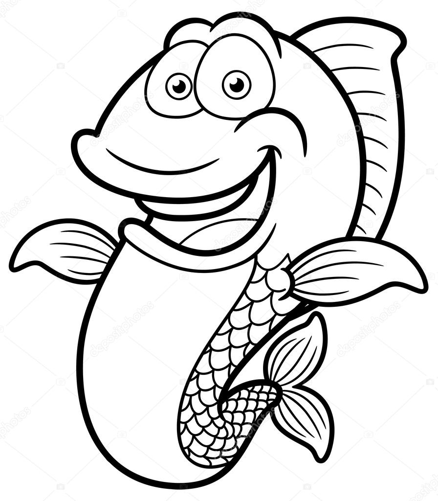 Funny Fish Cartoon Coloring Page - Free Printable Coloring Pages for Kids