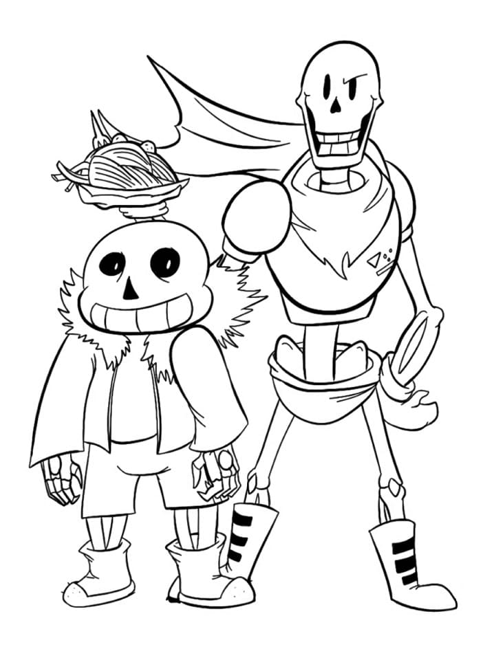 Funny Papyrus and Sans Coloring Page - Free Printable Coloring ...