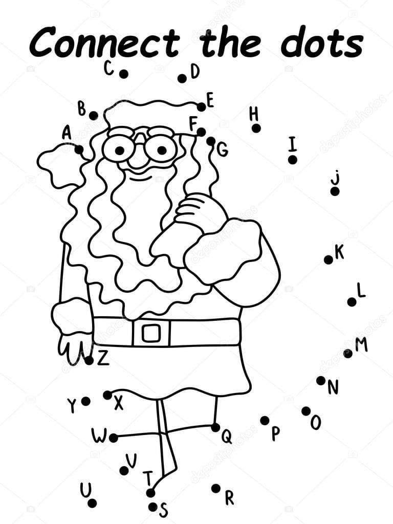 Santa Claus Dot to Dot - Free Printable Coloring Pages for Kids