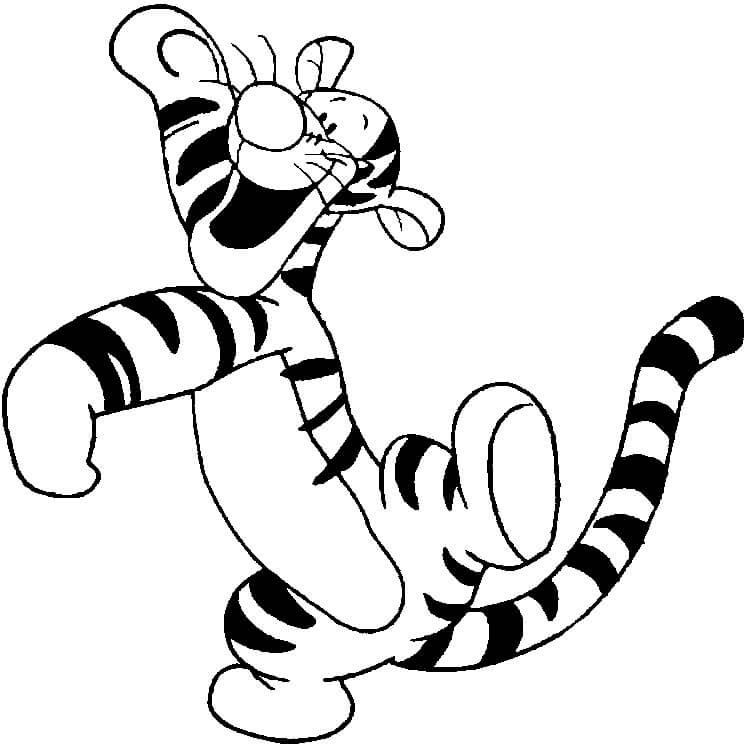 Tigger with Umbrella Coloring Page - Free Printable Coloring Pages for Kids