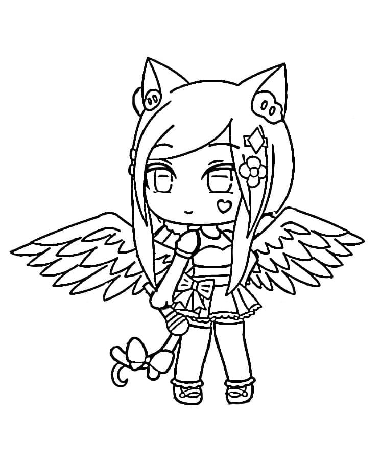 Coloring page Gacha life Anime Angel Girl