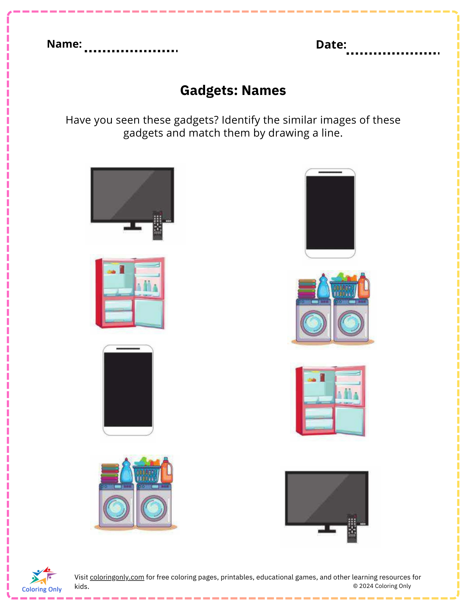 Gadgets: Names free Printable Worksheet