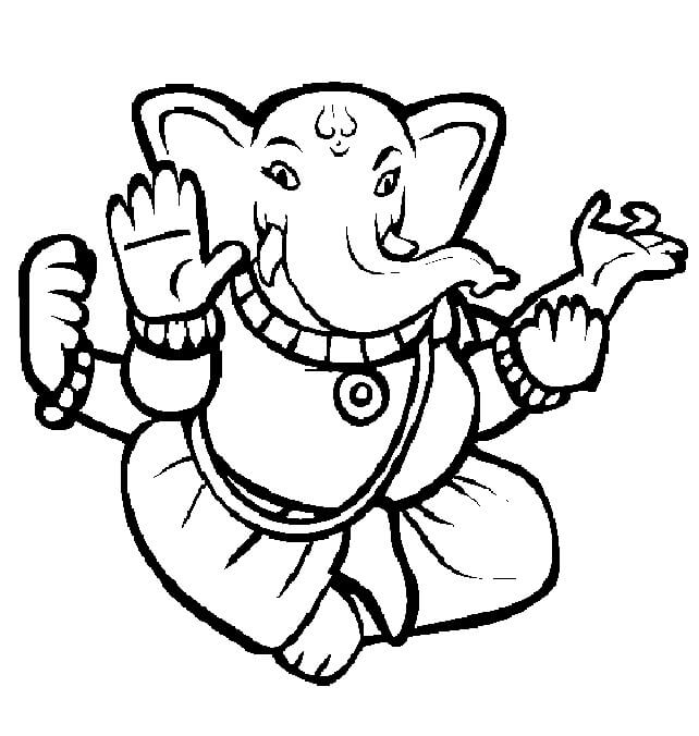 Ganesha Hindu God Coloring Page