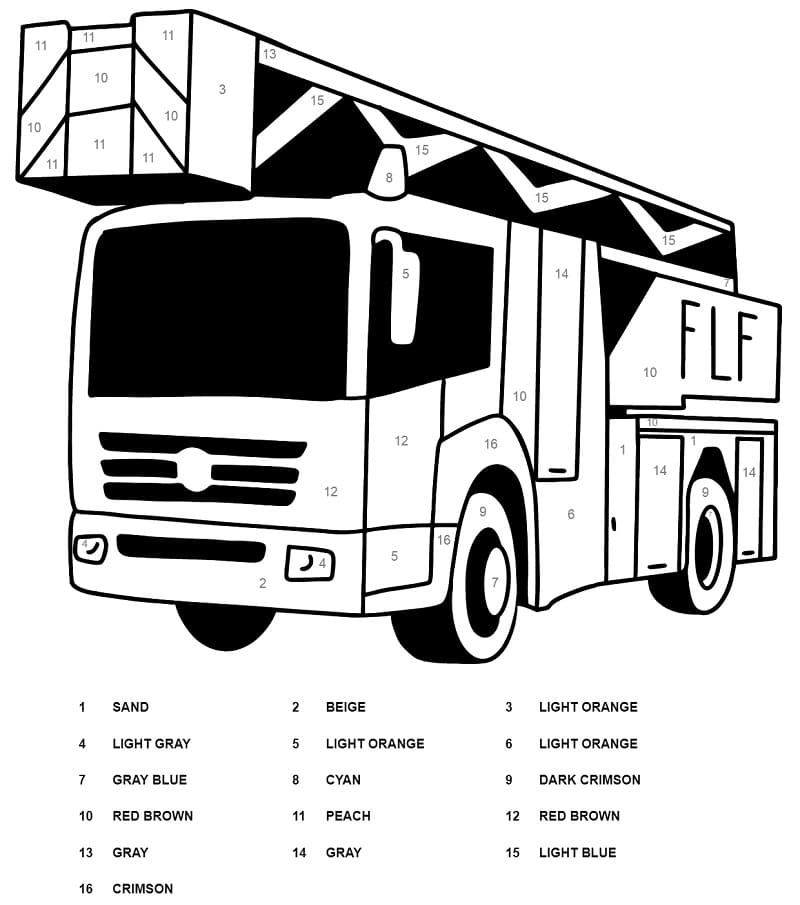 Germany Fire Truck Color by Number