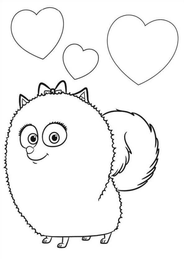 Gidget with Hearts Coloring Page - Free Printable Coloring Pages for Kids