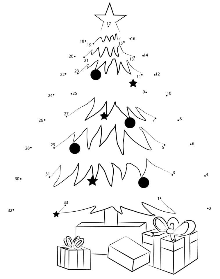Gifts Christmas Tree Dot to Dots