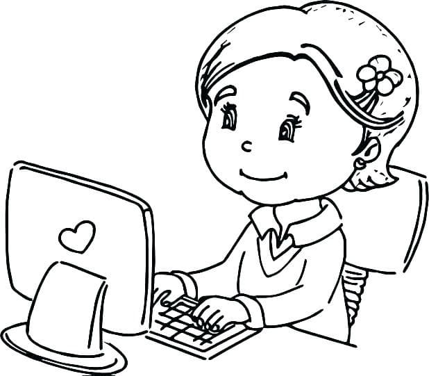 Girl Studying on Computer