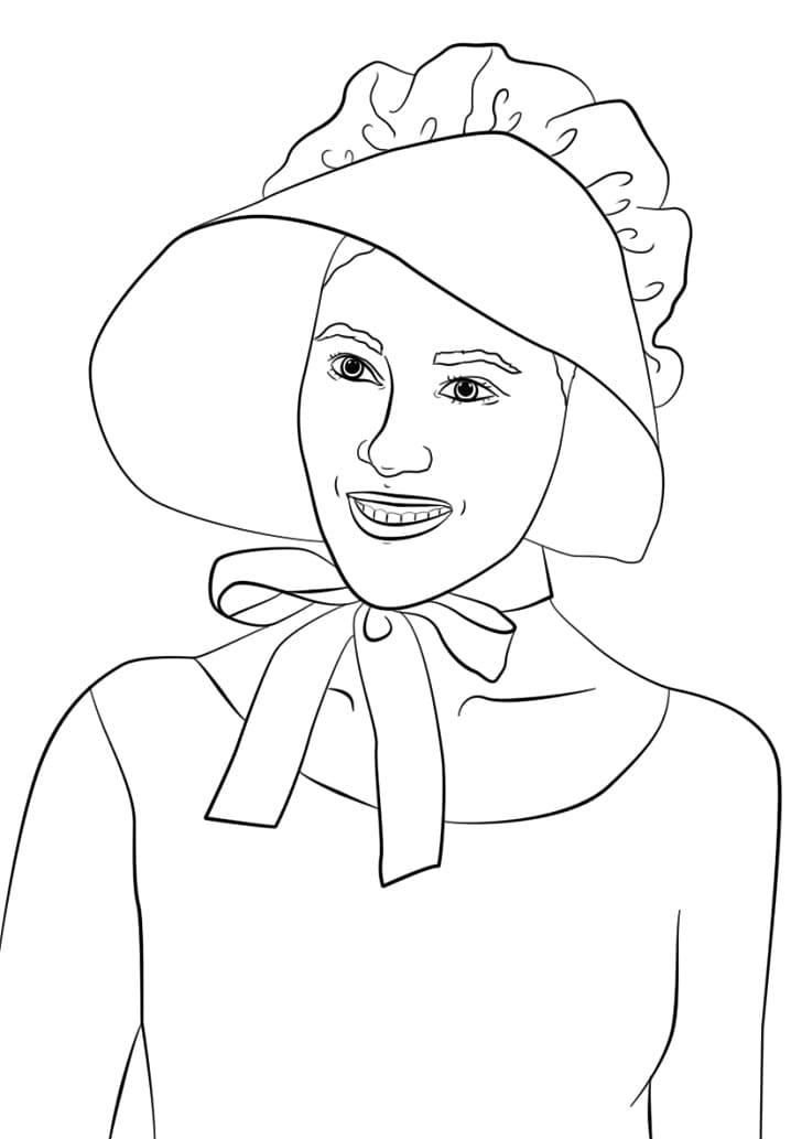 Girl Wearing Pilgrim Bonnet