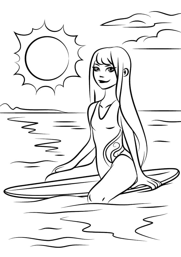 surfer girl coloring pages