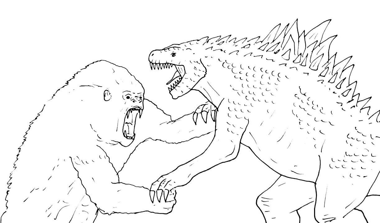 Godzilla vs Kong 3 Coloring Page   Free Printable Coloring Pages for Kids