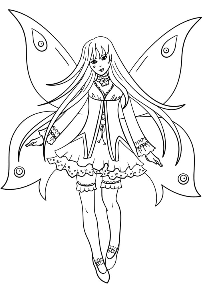 Goth Fairy 1 Coloring Page - Free Printable Coloring Pages for Kids