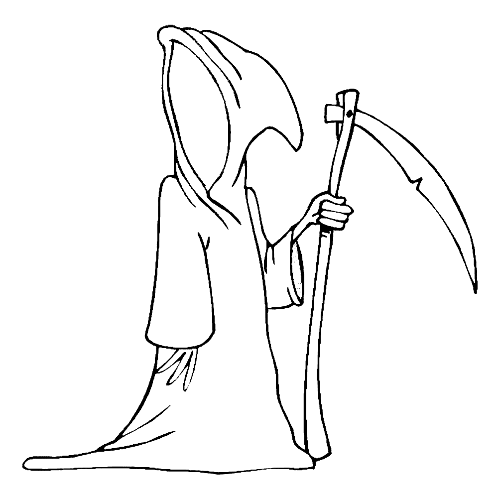 Grim Reaper Coloring Page Clipart Illustration Of The Head Of The Grim ...