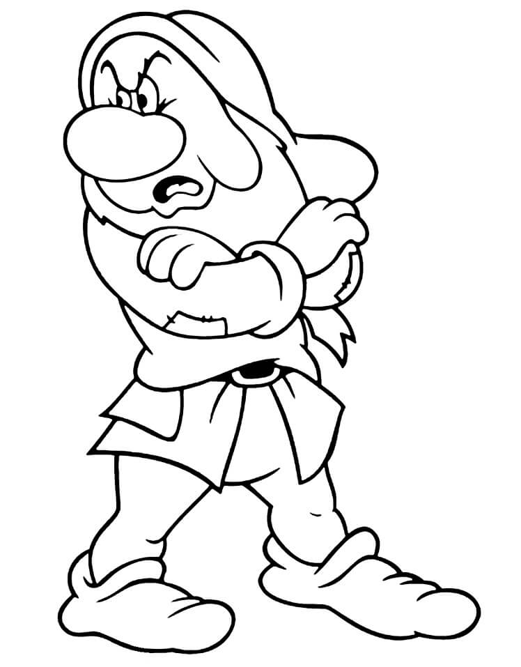 Coloring Pages Dwarfs Seven Disney Snow Dopey Dope Drawing Outline ...