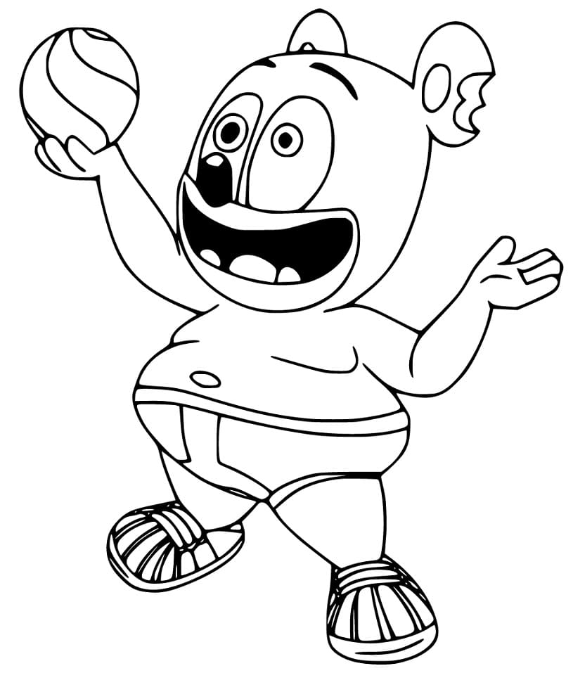 Gummy Bear and Ball Coloring Page - Free Printable Coloring Pages for Kids