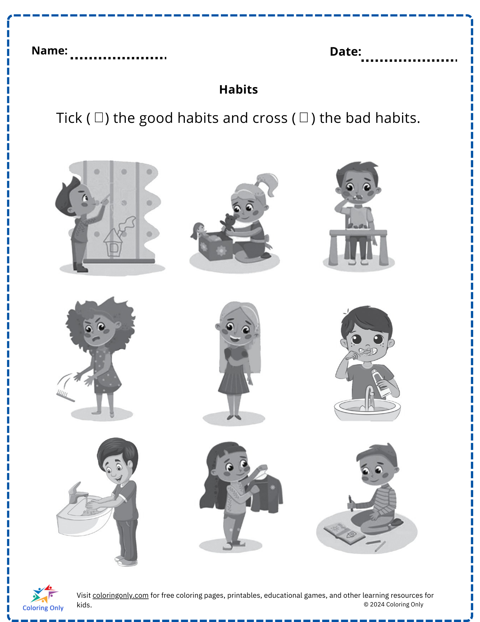 Habits free Printable Worksheet