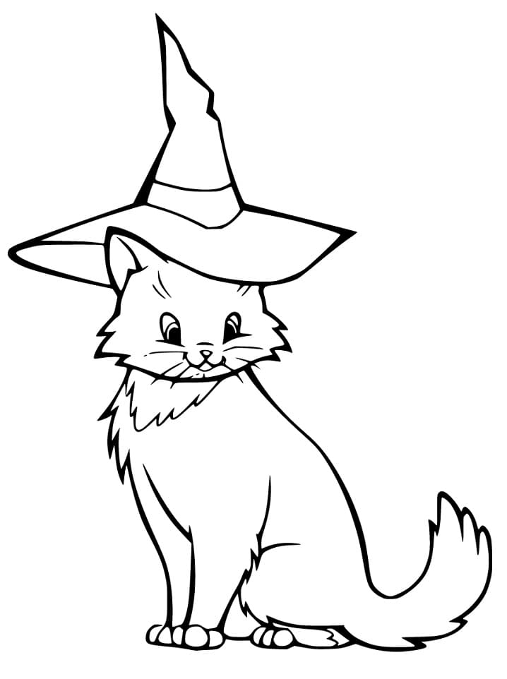 Halloween Cat with Witch Hat