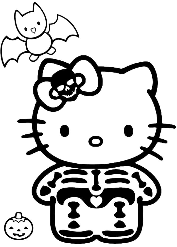 halloween pictures for kids to color hello kitty