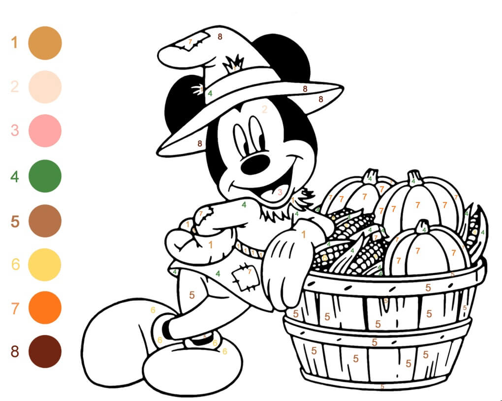 Disney Color by Number Coloring Pages   Free Printable Coloring ...