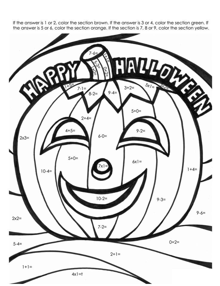 halloween pumpkin color by number coloring page free printable coloring pages for kids