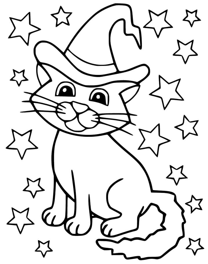 Hallween Cat and Stars