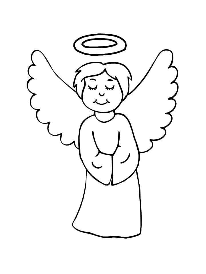 Happy Angel Coloring Page - Free Printable Coloring Pages for Kids