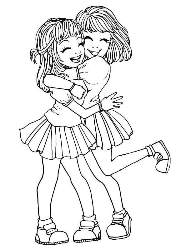 Two Girls Best Friends Coloring Page - Free Printable Coloring Pages