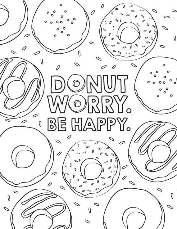 Happy Donut Coloring Page