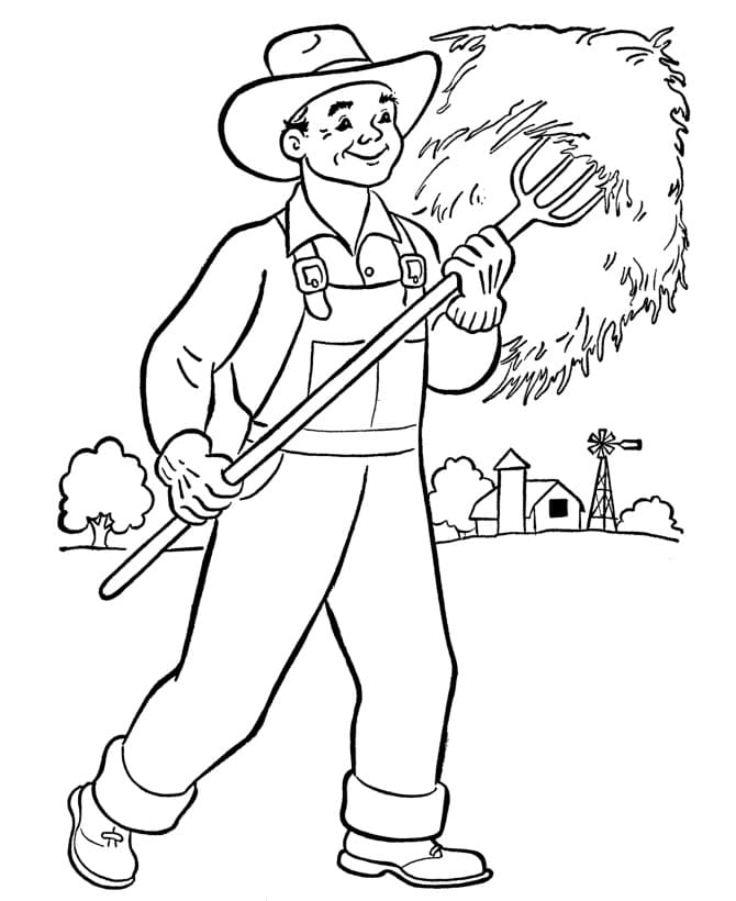 the happy farmer returning from work