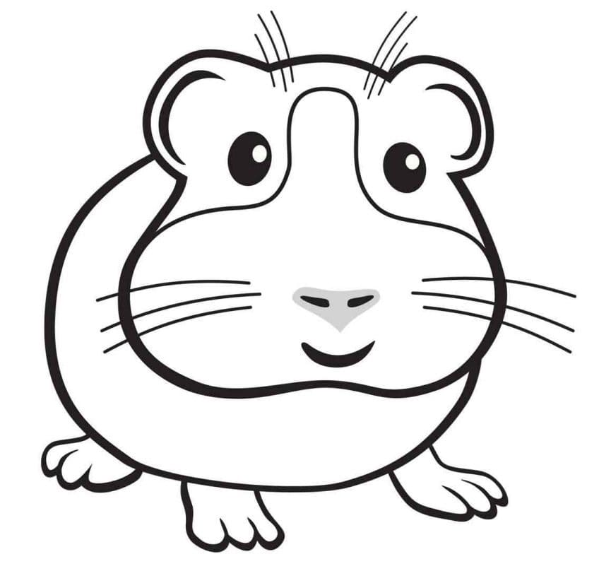 Happy Guinea Pig Coloring Page - Free Printable Coloring Pages for Kids