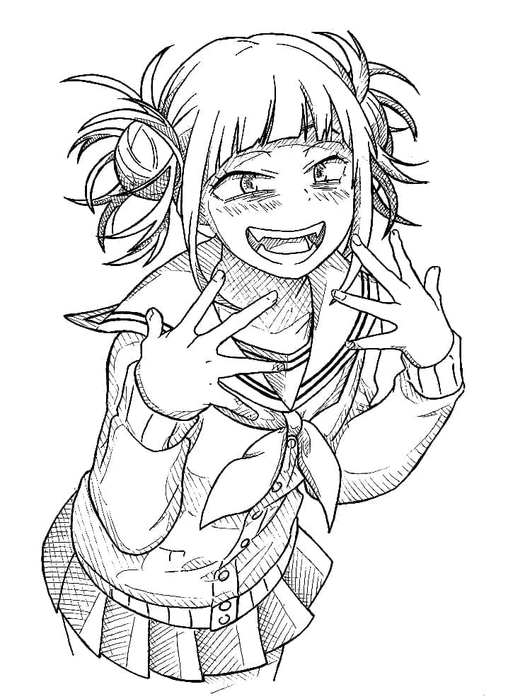 Happy Himiko Toga Coloring Page - Free Printable Coloring Pages for Kids