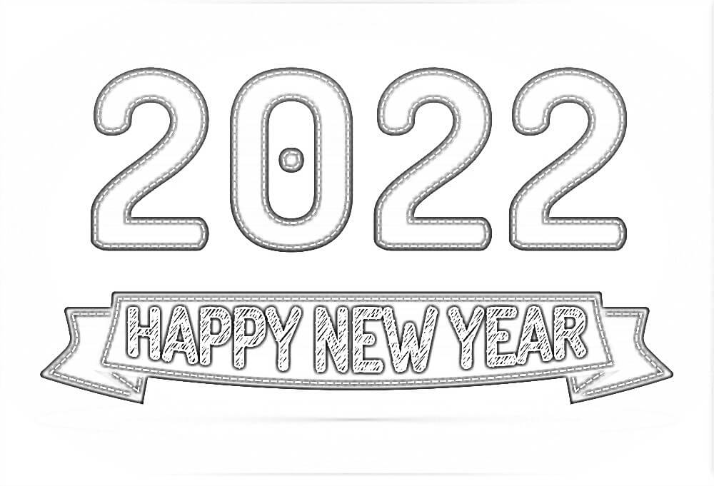 Happy New Year 2022 Coloring Pages Free Printable