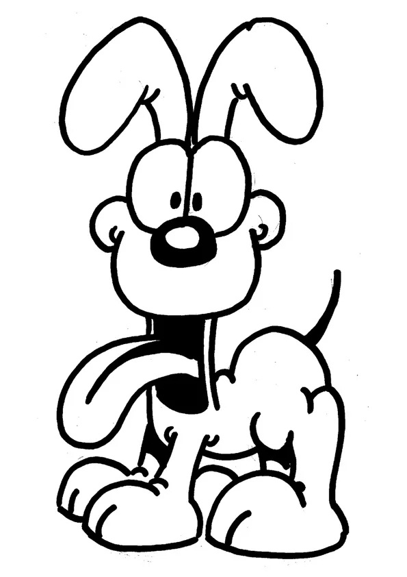 Happy Odie Coloring Page - Free Printable Coloring Pages for Kids