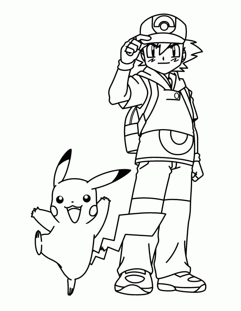 Happy Pikachu and Ash Ketchum