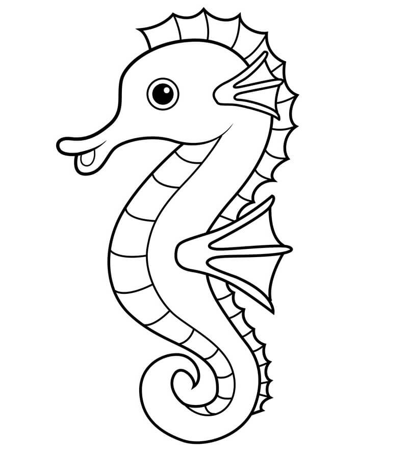 Happy Seahorse Coloring Page Free Printable Coloring Pages for Kids
