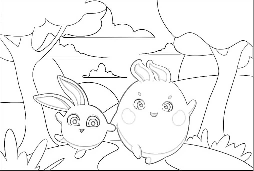 Happy Sunny Bunnies Coloring Page Free Printable Coloring Pages for Kids