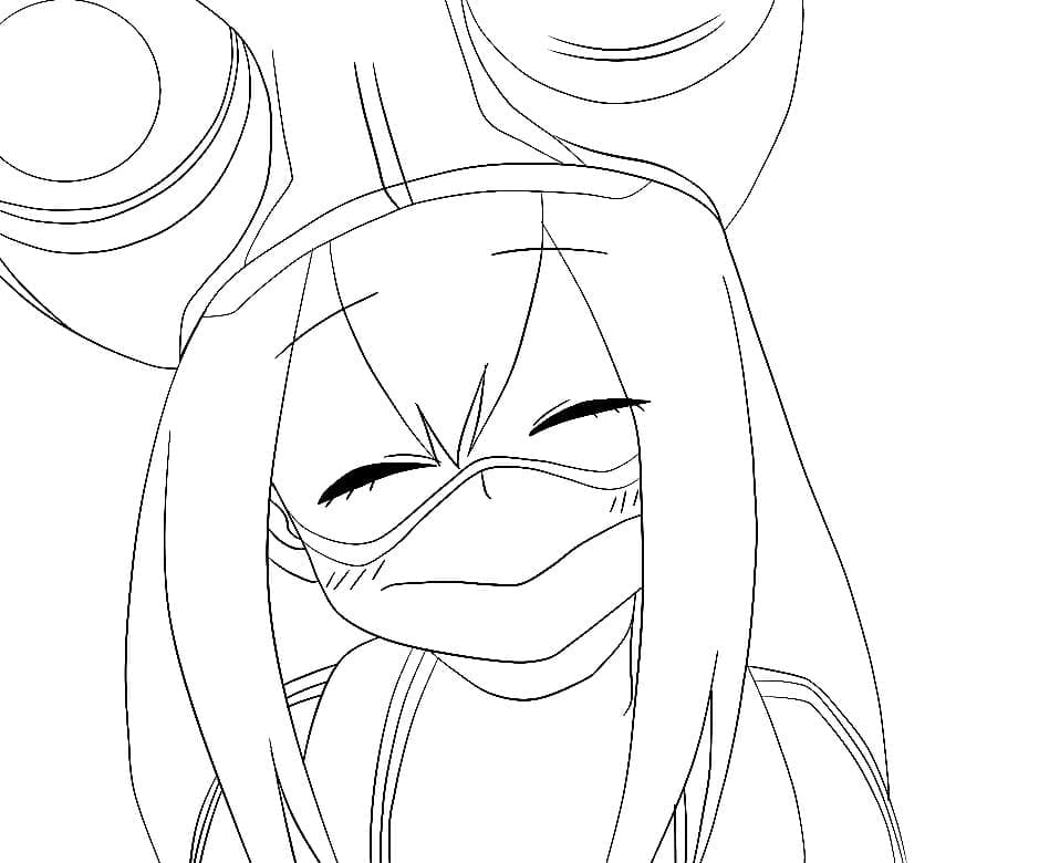 Happy Tsuyu Asui Coloring Page - Free Printable Coloring Pages for Kids