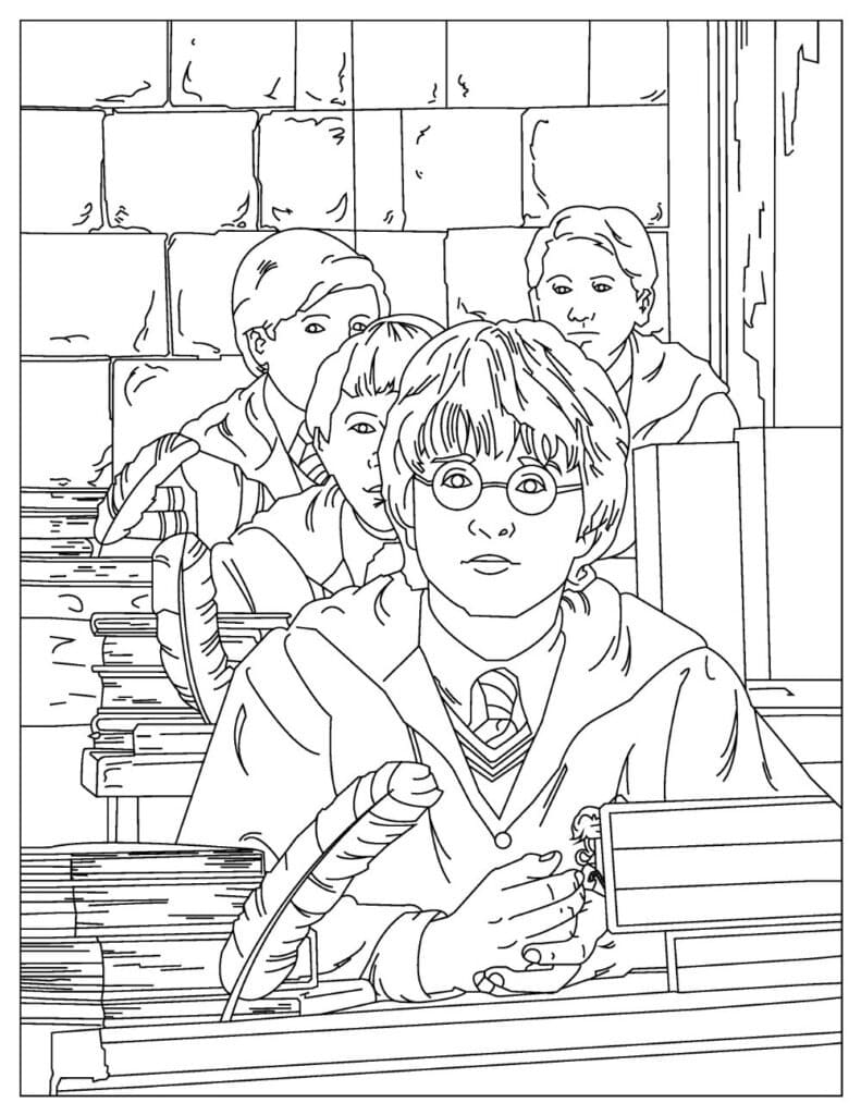 Harry Potter in Classroom Coloring Page   Free Printable Coloring ...