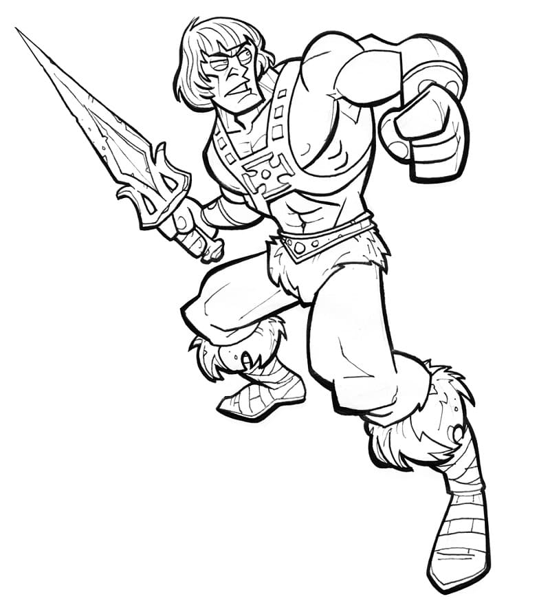 he man with axe and shield coloring page