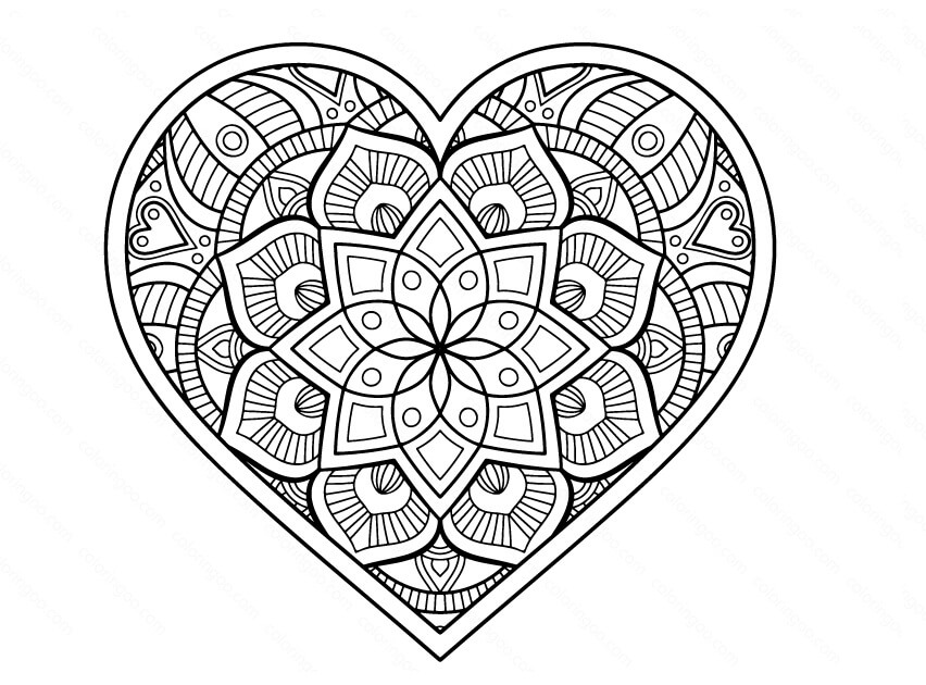 Heart Mandala 1 Coloring Page Free Printable Coloring Pages For Kids