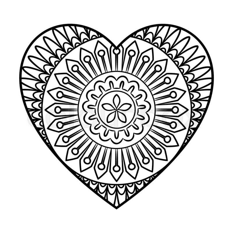 heart mandala 2 coloring page  free printable coloring