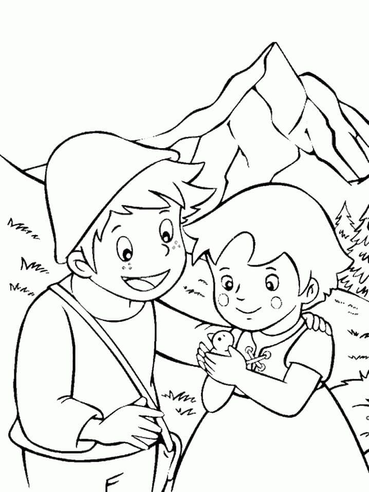 Heidi and Peter Coloring Page - Free Printable Coloring Pages for Kids