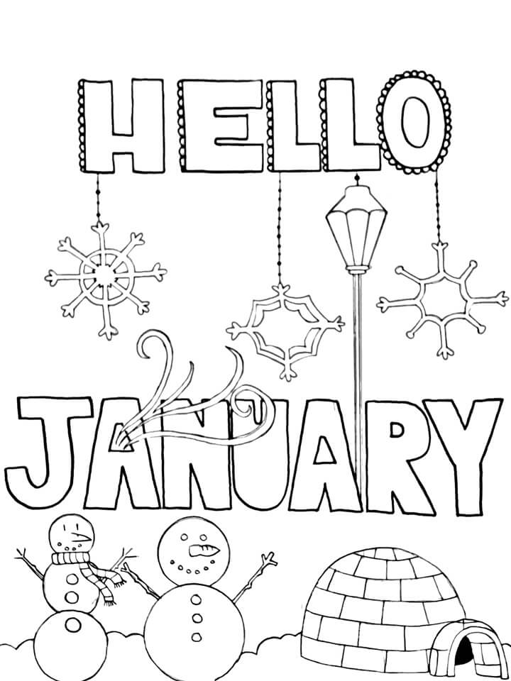 Hello January Coloring Page - Free Printable Coloring Pages for Kids