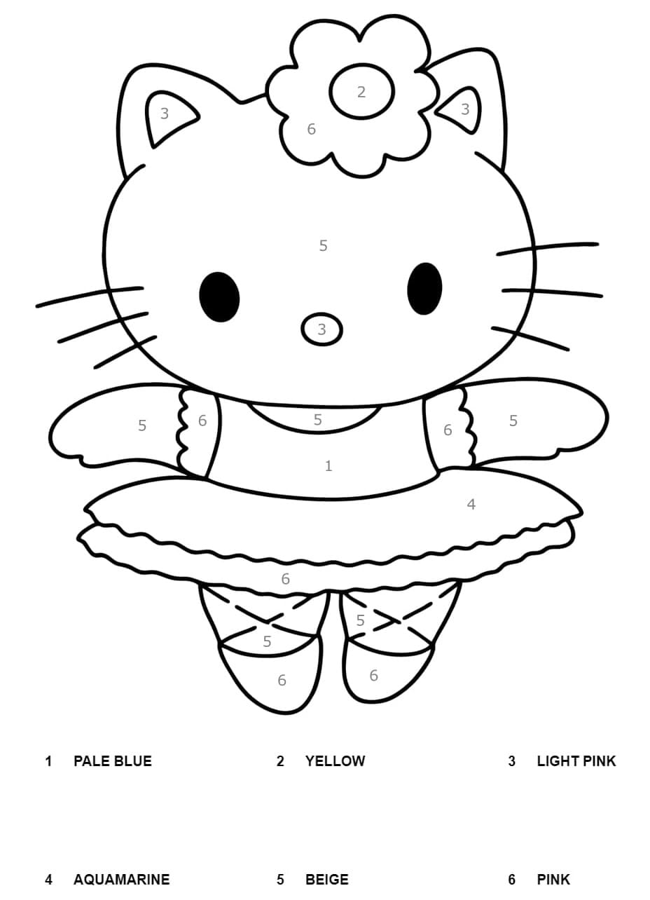 Hello Kitty Ballerina Color By Number