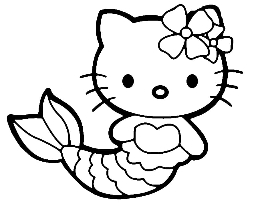 Coloring Pages Hello Kitty Mermaid Full