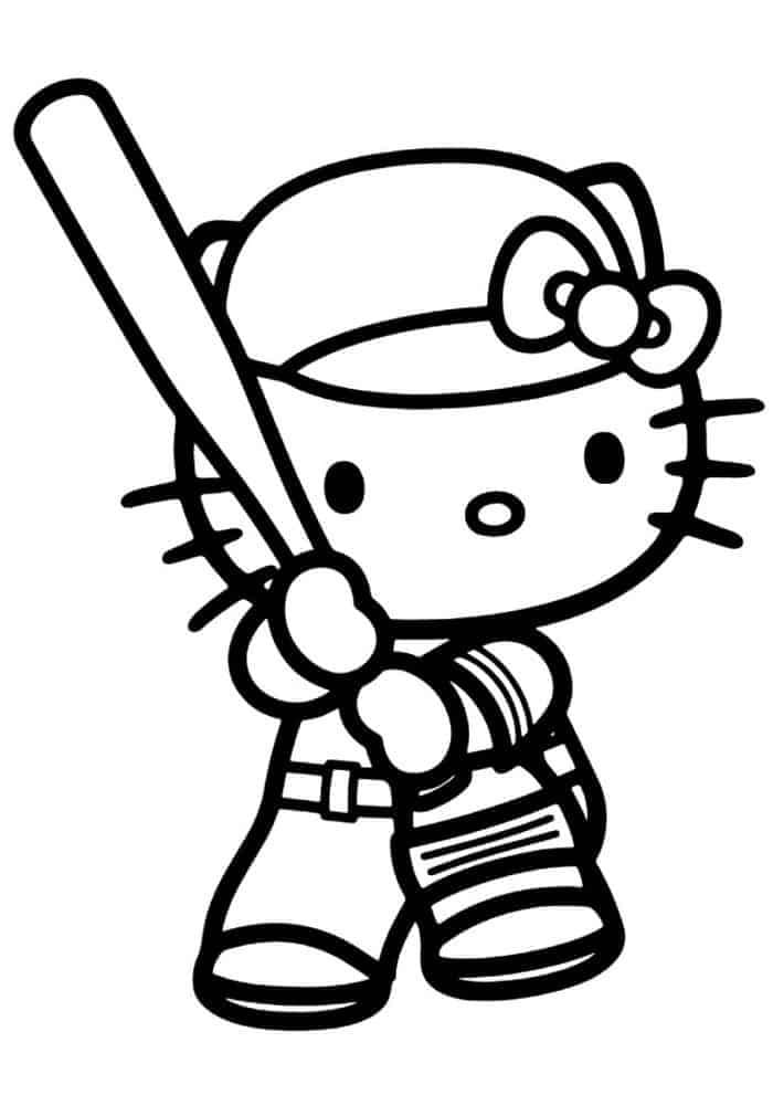 Hello Kitty Playing Softball