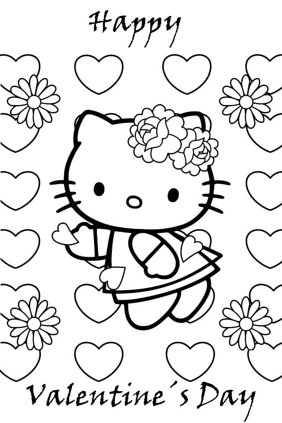Hello Kitty Valentine Card Coloring Page Free Printable Coloring 
