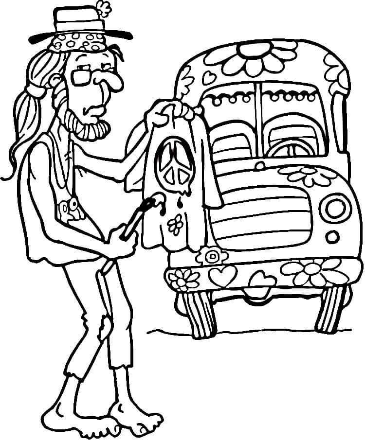 free coloring pages love hippie