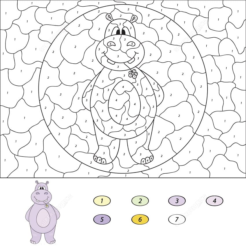 Hippo Color by Number