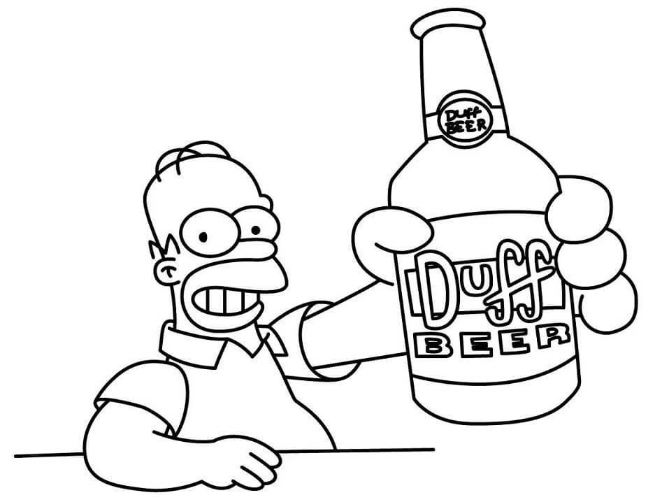 Download Homer Simpson with Donut Coloring Page - Free Printable Coloring Pages for Kids